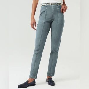 Spanx Hazy Blue Grey Stretch Twill Straight Leg Pant | Small